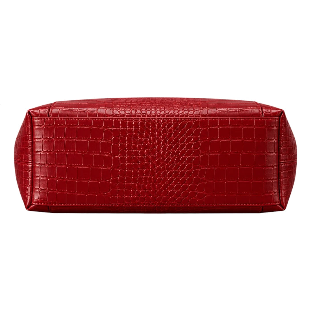 BagGrace Ruby Croc Red Faux Leather Tote Handbag