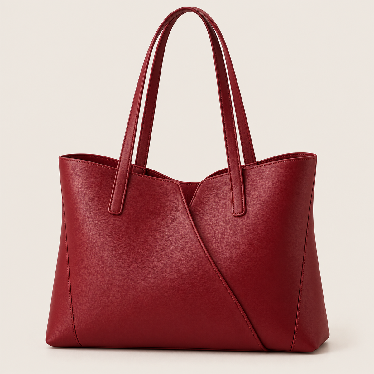BagGrace Crimson Fold Faux Leather Tote Handbag