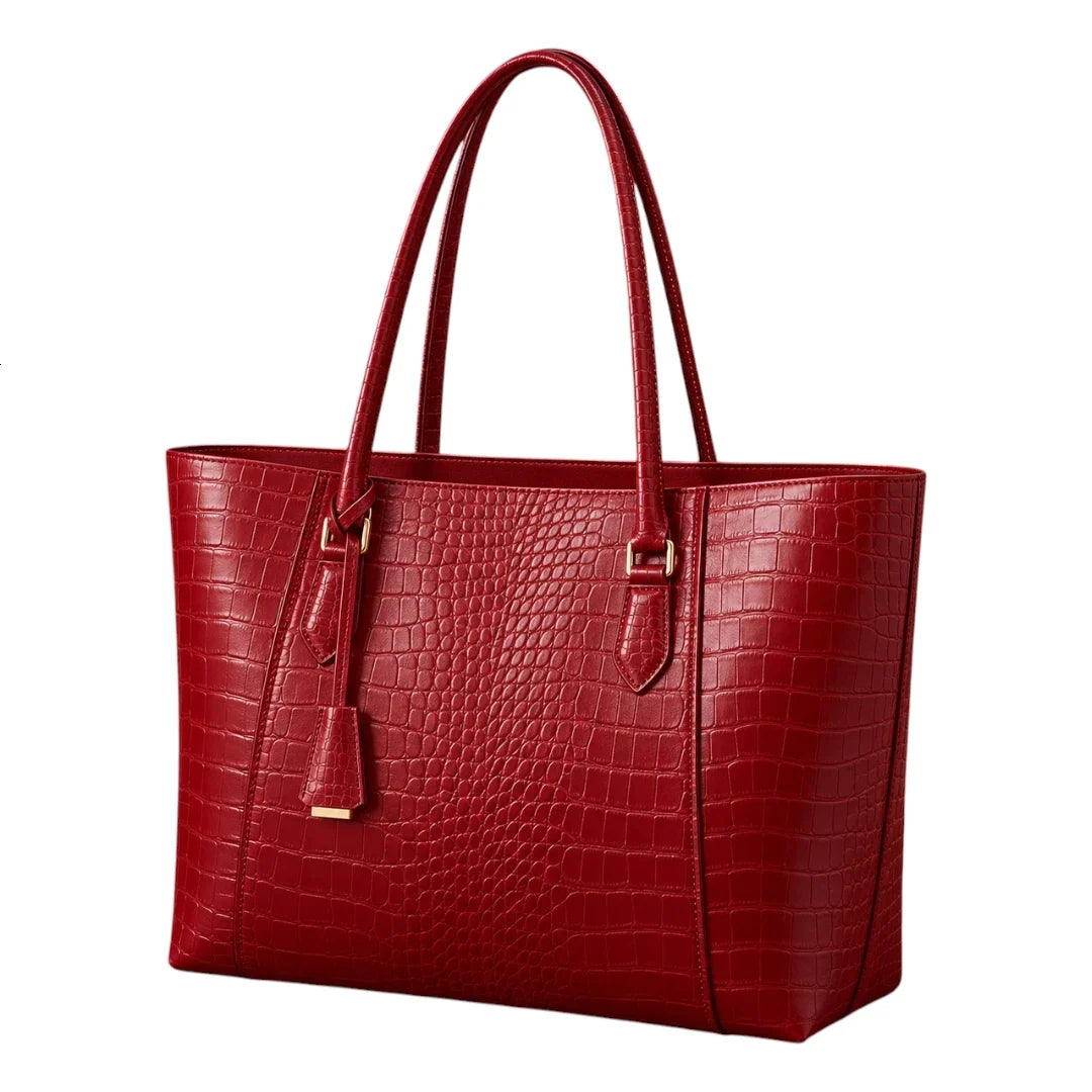 BagGrace Ruby Croc Red Faux Leather Tote Handbag
