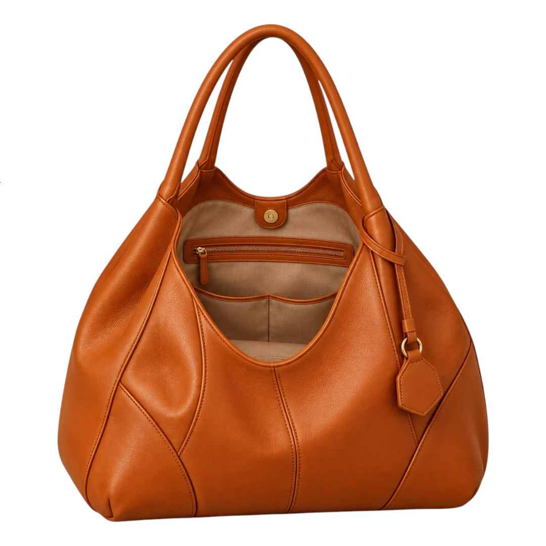 BagGrace Amber Curve Faux Leather Tote Handbag