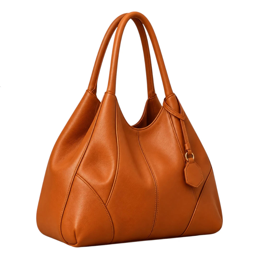 BagGrace Amber Curve Faux Leather Tote Handbag