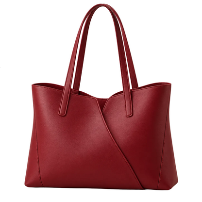 BagGrace Crimson Fold Faux Leather Tote Handbag