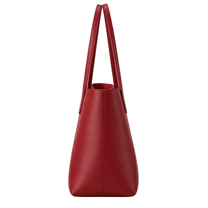 BagGrace Crimson Fold Faux Leather Tote Handbag