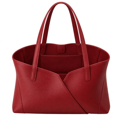 BagGrace Crimson Fold Faux Leather Tote Handbag