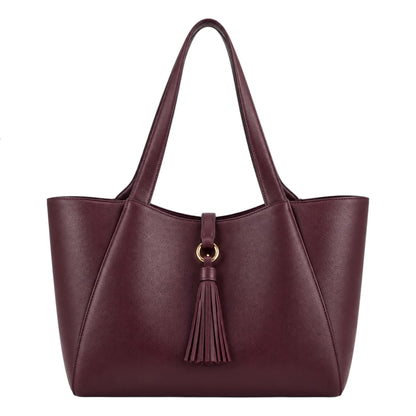 BagGrace Merlot Tassel Faux Leather Tote Handbag