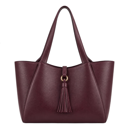 BagGrace Merlot Tassel Faux Leather Tote Handbag