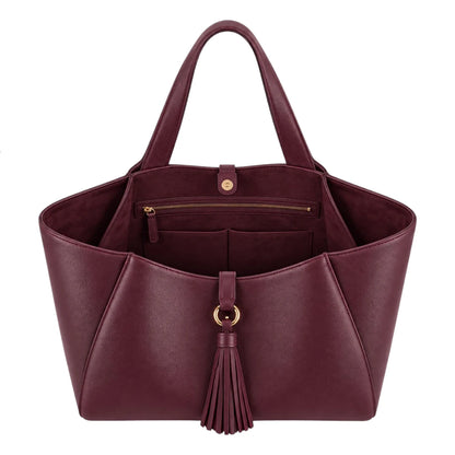 BagGrace Merlot Tassel Faux Leather Tote Handbag