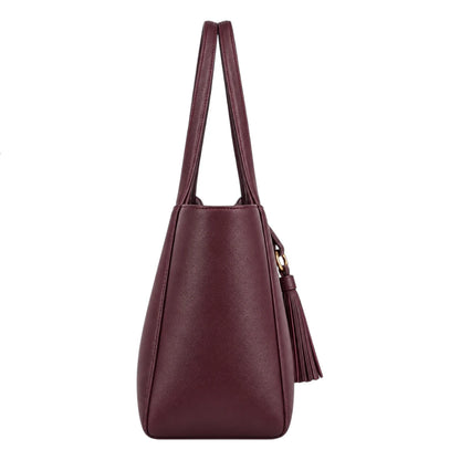 BagGrace Merlot Tassel Faux Leather Tote Handbag