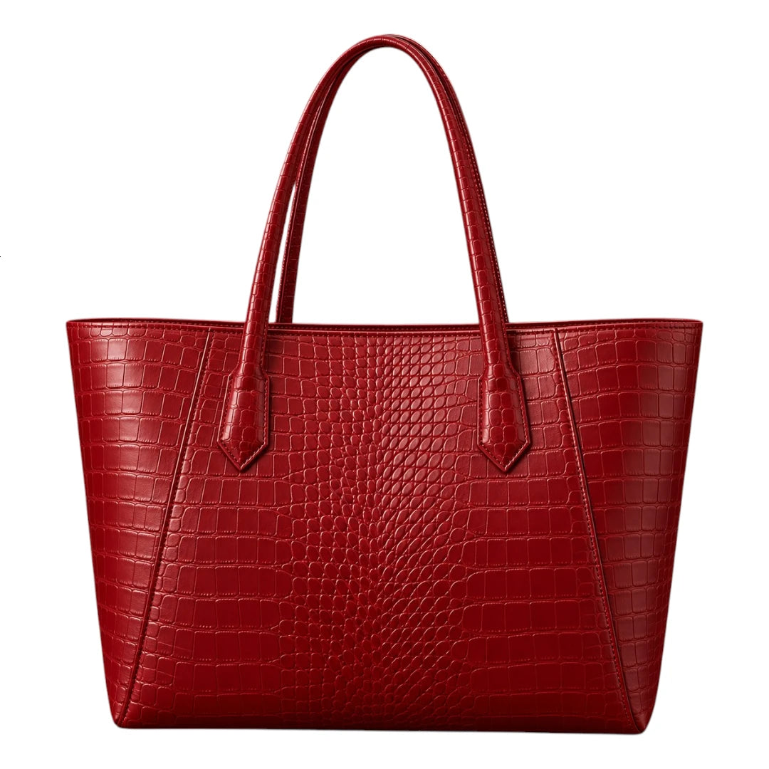 BagGrace Ruby Croc Red Faux Leather Tote Handbag