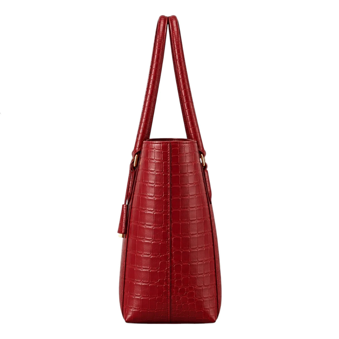 BagGrace Ruby Croc Red Faux Leather Tote Handbag