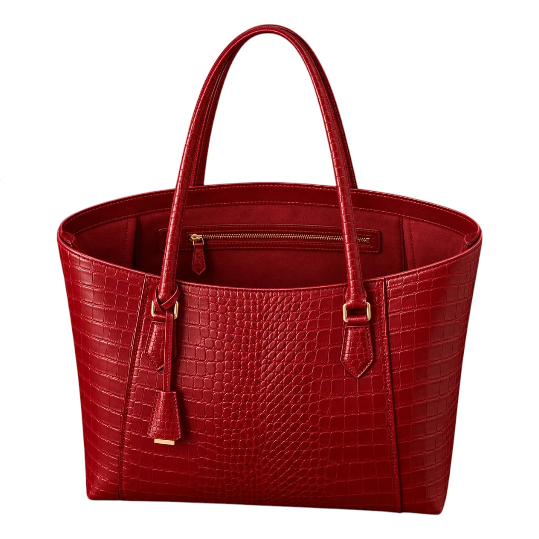 BagGrace Ruby Croc Red Faux Leather Tote Handbag