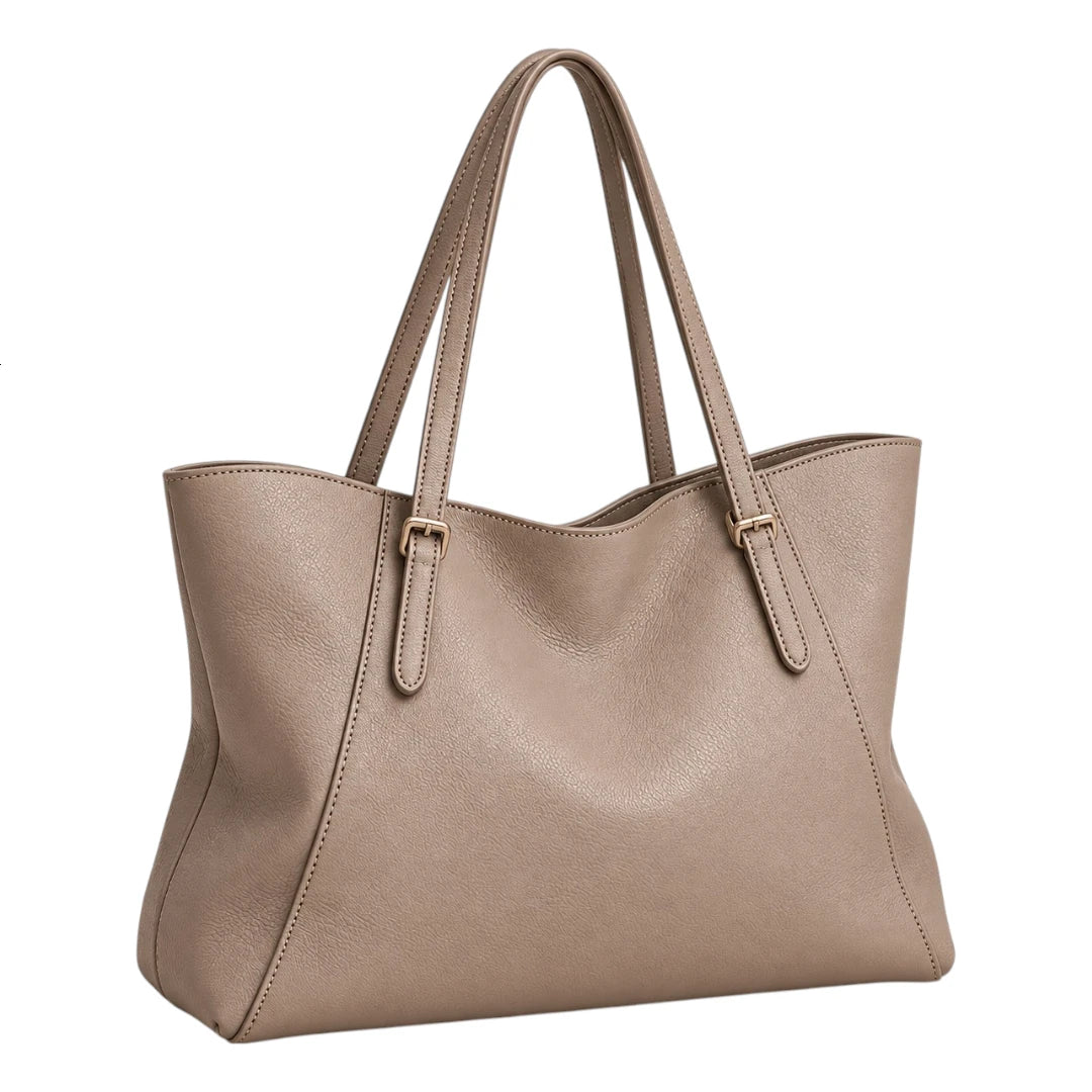 BagGrace Taupe Ease Faux Leather Tote Handbag