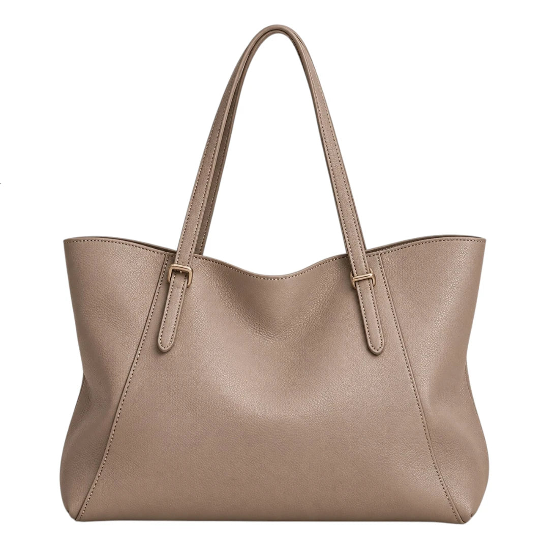BagGrace Taupe Ease Faux Leather Tote Handbag