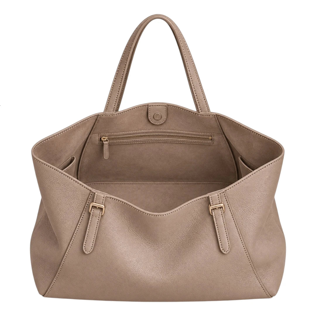 BagGrace Taupe Ease Faux Leather Tote Handbag