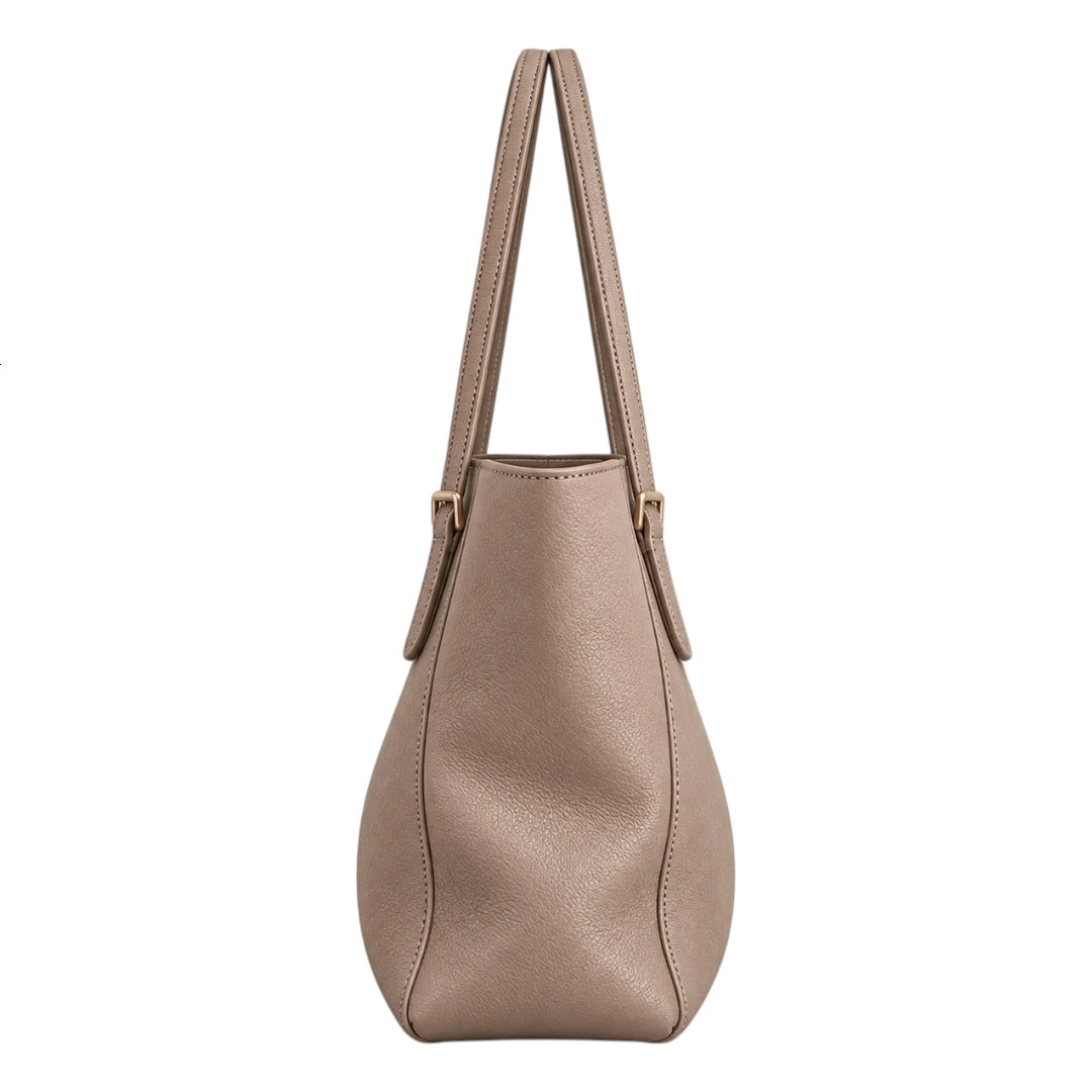 BagGrace Taupe Ease Faux Leather Tote Handbag