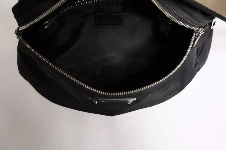 Black Nylon Logo Plaque Belt Waist Fanny Pack Bag