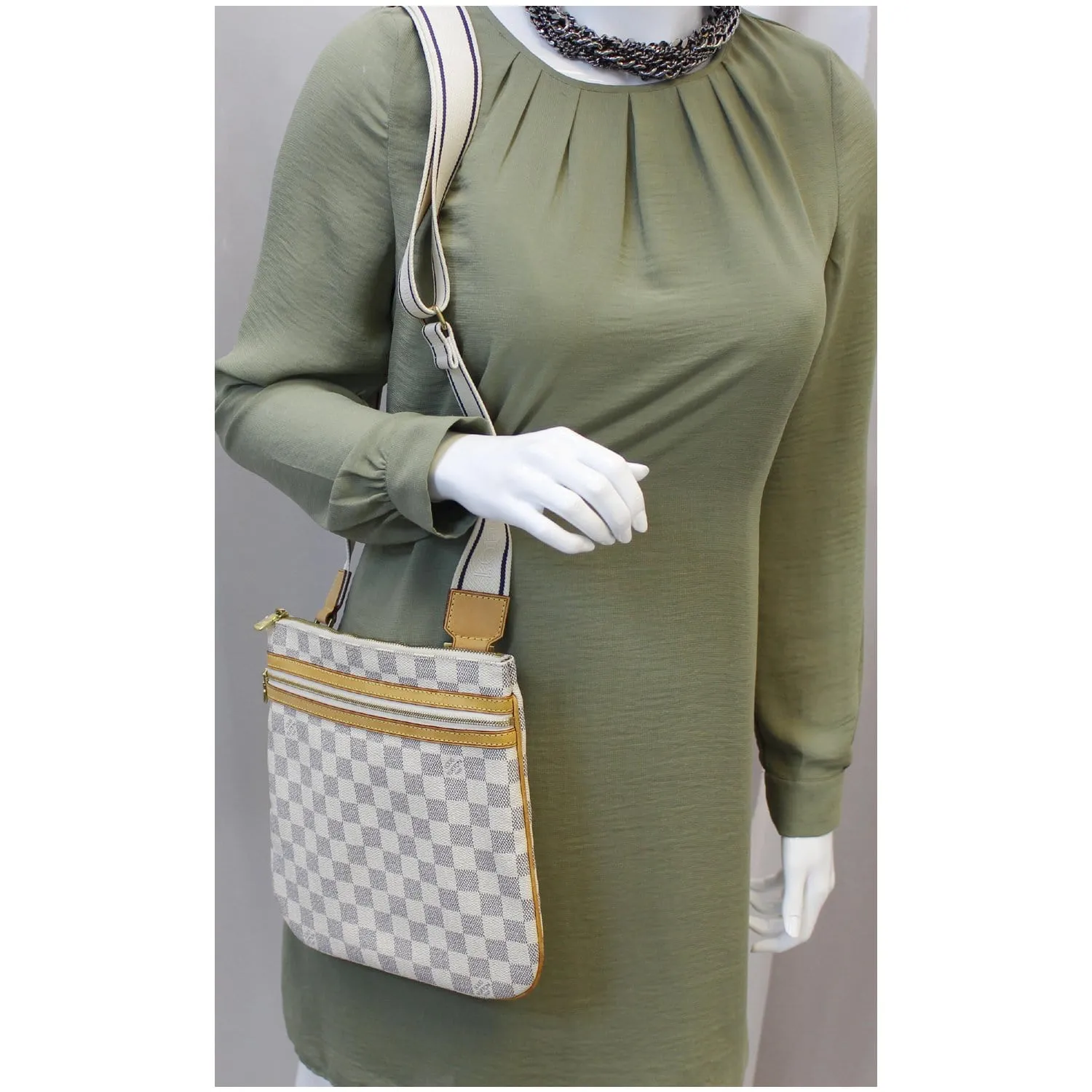 LOUIS VUITTON Damier Azur Pochette Bosphore Crossbody Bag