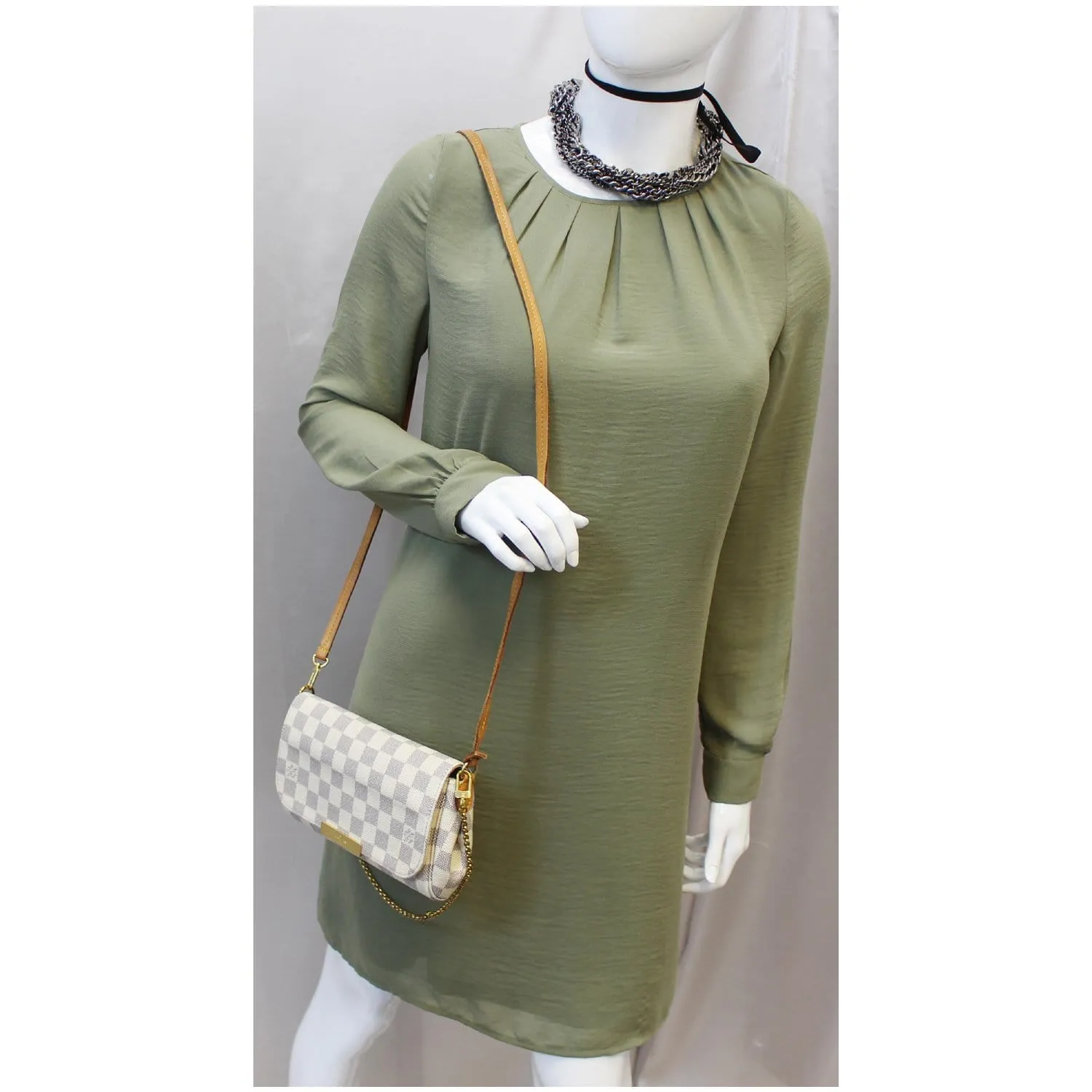 LOUIS VUITTON Favorite PM Damier Azur Crossbody Bag White