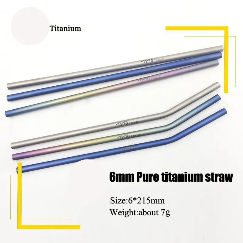 Portable Straight And Bend Titanium Drinking Straws For Camping Kitchen Outdoor