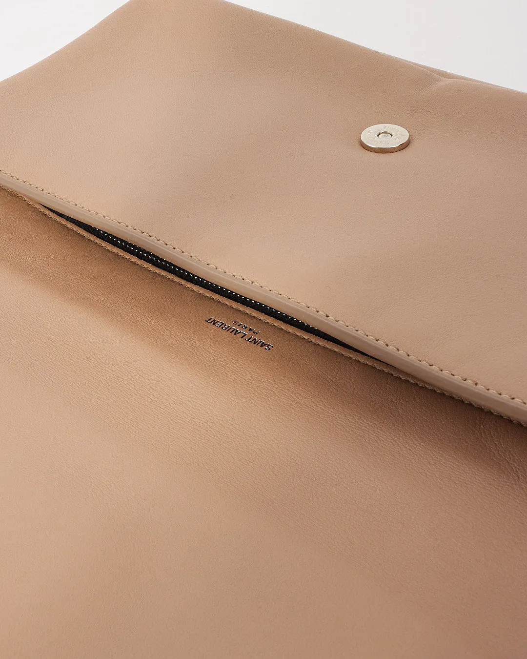Saint Laurent Beige Tassel Clutch Bag SHW