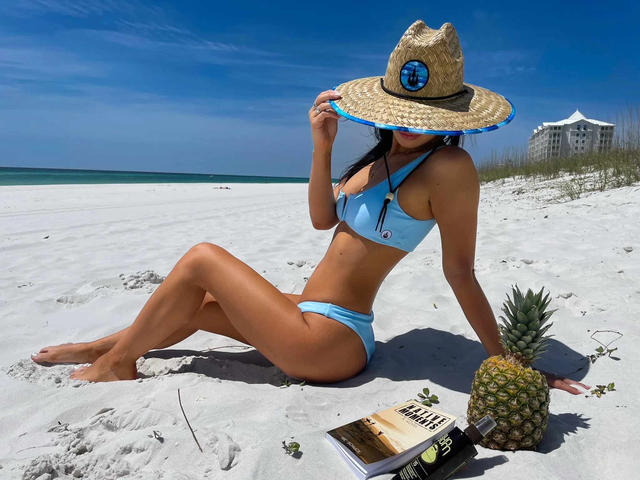 WBZ Trident Patch Straw Beach Hat